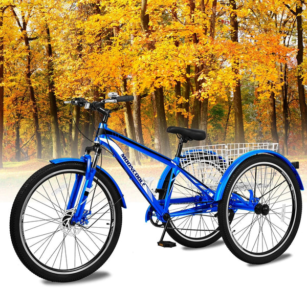 MOPHOTO 7 Speed 27.5" Adult Mountain Tricycle, Exercise Men'S Women'S Bicycle, 3 Wheel Cruiser Bike